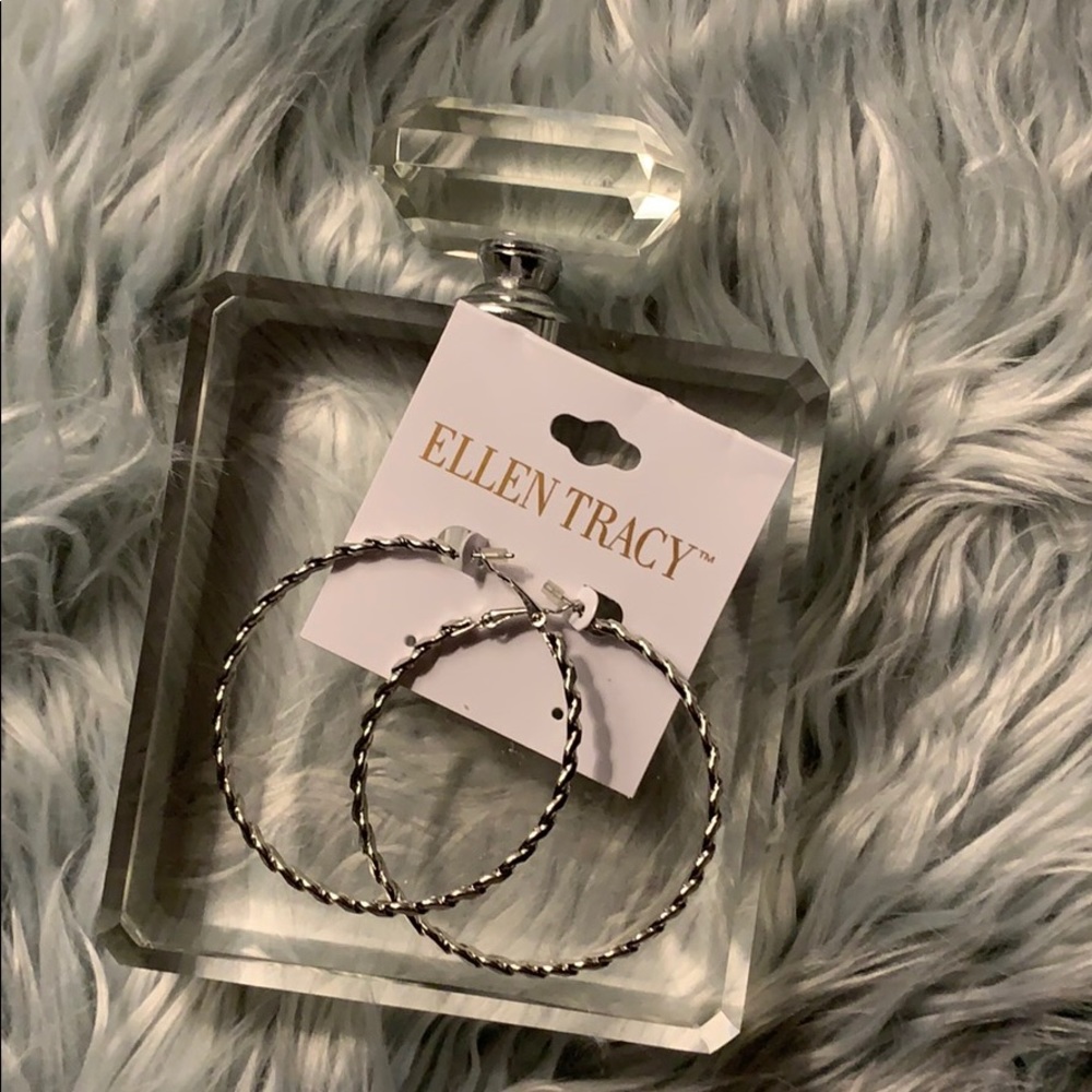 Ellen Tracy Silver Hoops Earrings